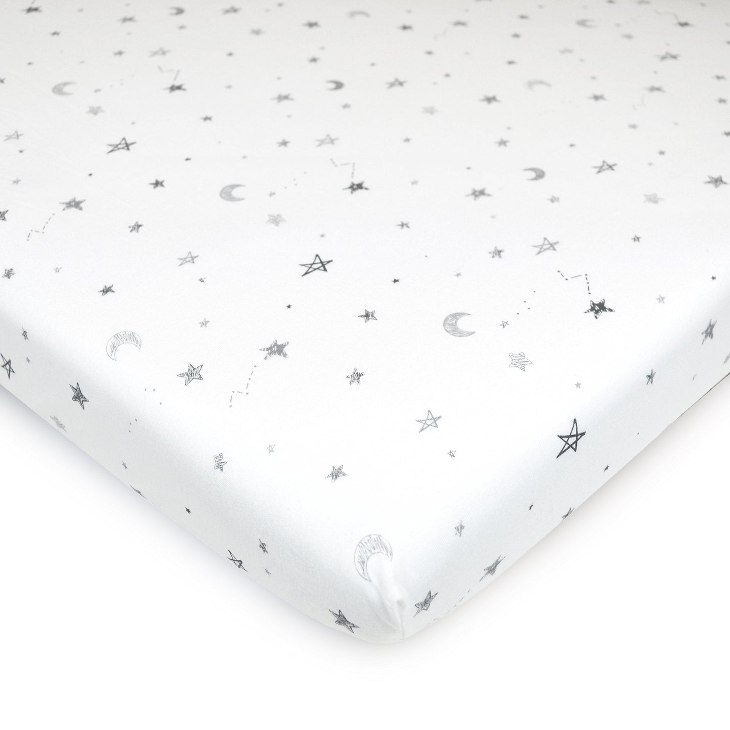 TL Care 2 Pack 100% Natural Cotton Fitted Pack and Play Sheets 39" x 27" - Soft & Breathable Pack N Play Sheets for Playard & Mini Crib Mattress, Gray Star/Gray Zigzag, for Boys & Girls
