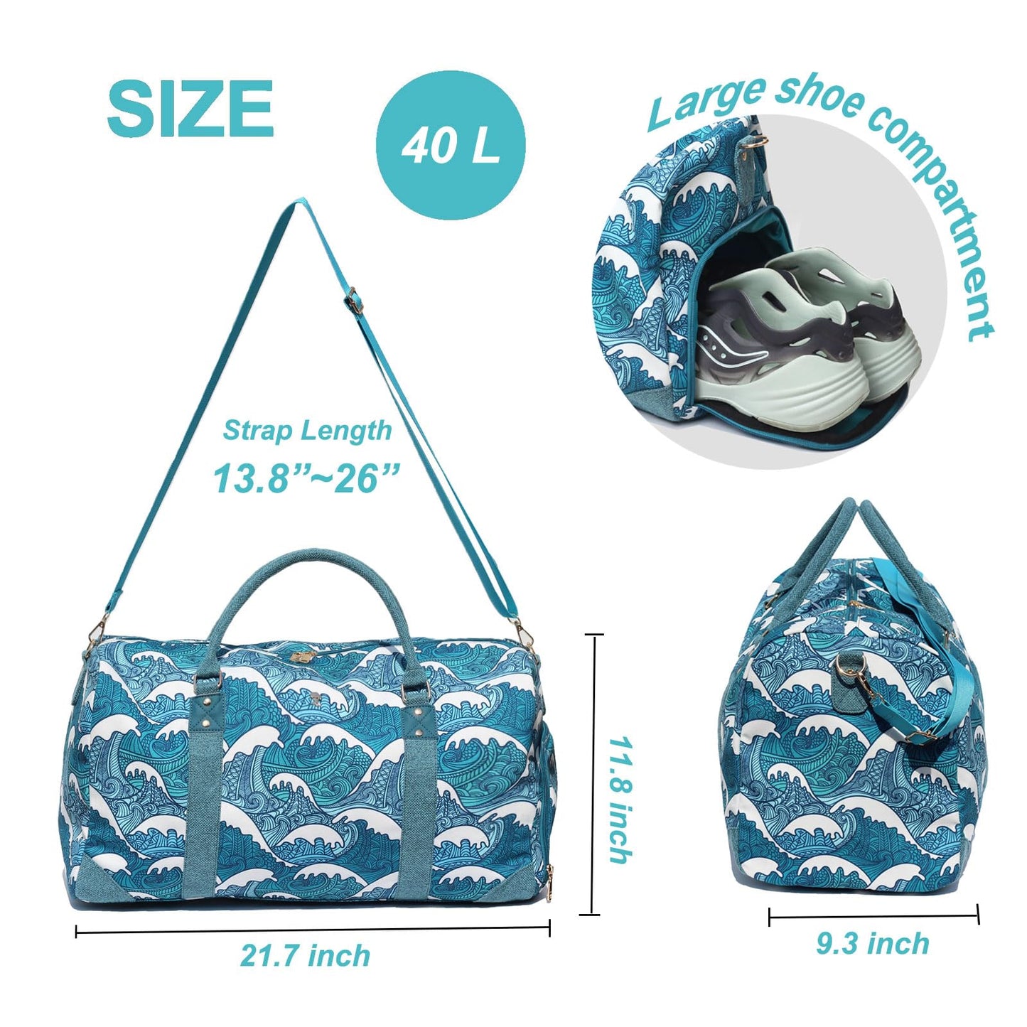 Travel Duffle Bag, Weekender Bag for Women with Shoe Compartment, Carry on Overnight Bag Gym Duffel Bag, Mommy Hospital Bags