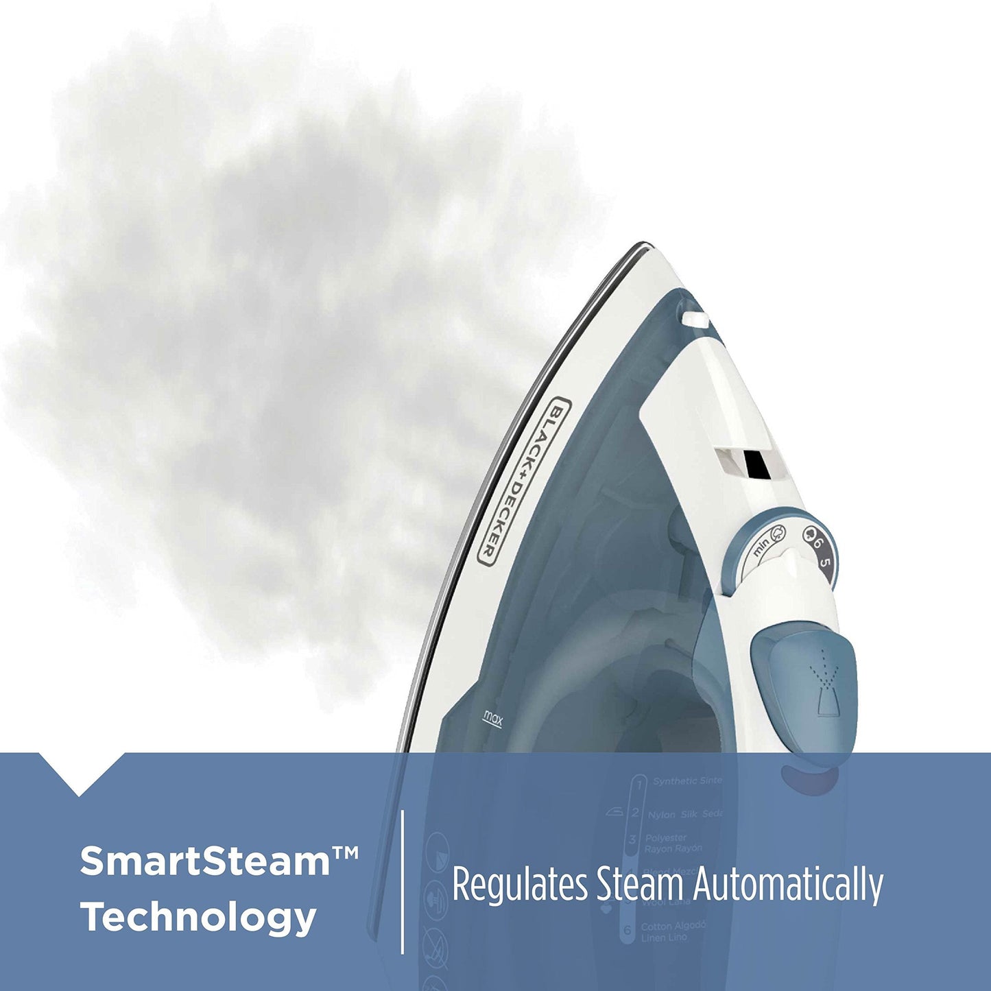 BLACK+DECKER Easy Steam Compact Iron for Clothes, Automatic Shutoff, Nonstick Plate, Light Weight, 1200 Watts