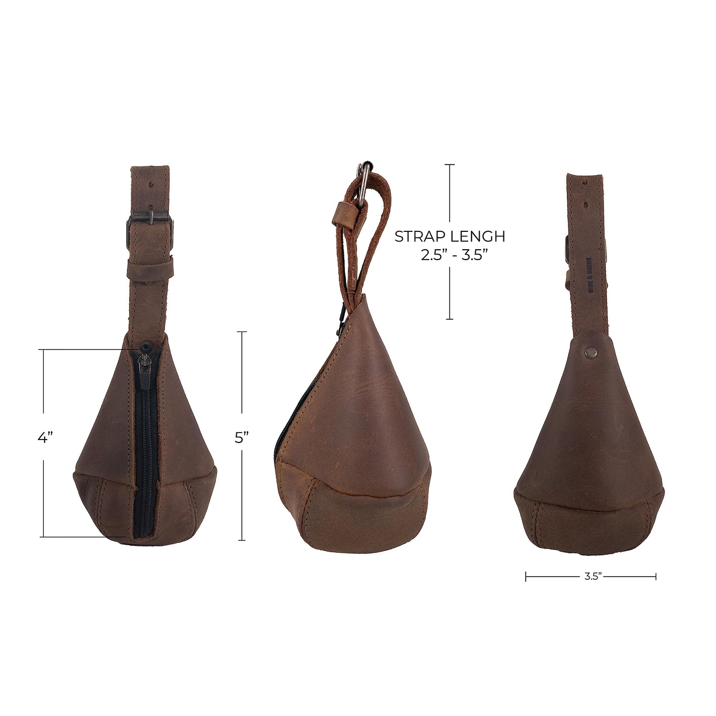 Hide & Drink, Leather Multipurpose Hanging Bag, Coin Cash Pouch, Key Organizer, Cable Holder, Handmade :: Bourbon Brown