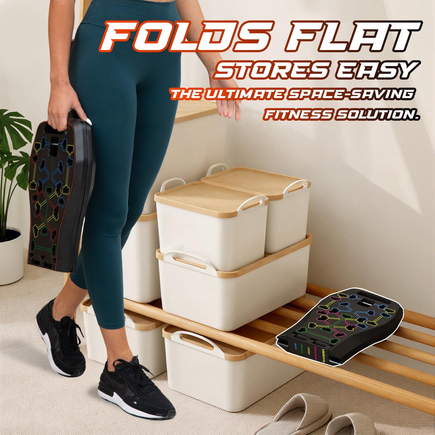 LALAHIGH Push Up Board,36 in 1 Home Gym Equipment with Ab Roller Wheel & Resistance Bands, Portable Foldable Workout Board for Full Body Strength Training Men Women