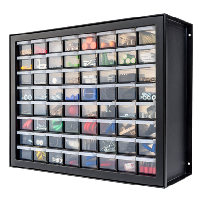 IRIS USA 64-Drawer Screw Organizer, Made in USA, Storage Chest for Hardware, Screws, Nuts & Bolts, Garage Tools, Charms, Beads, Craft, Scrapbook & Hobby Supplies, Teacher Toolbox, Black