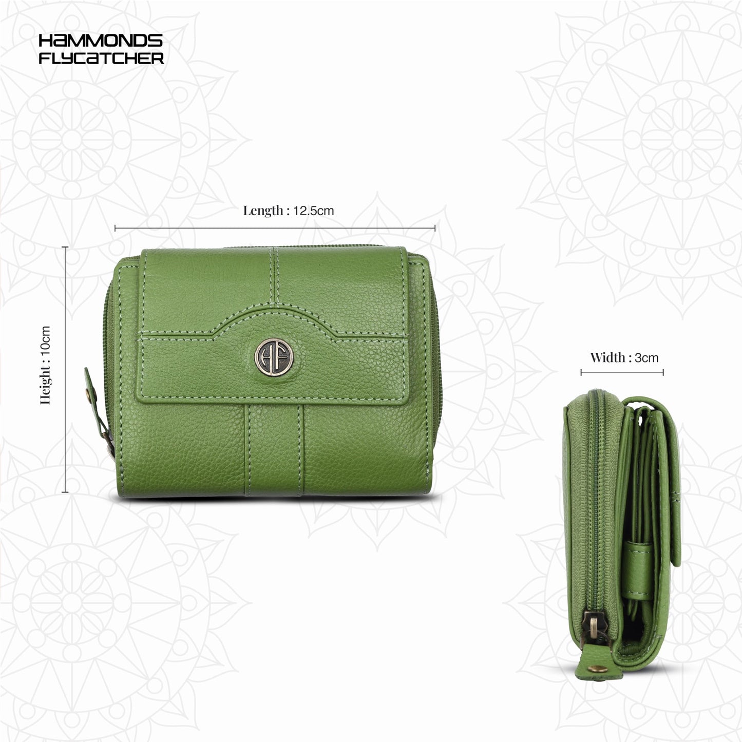 HAMMONDS FLYCATCHER Leather Ladies Wallet for Woman with 14 Card Slots - Clutch Purse for Women, Ladies Wallet for Women Stylish, Ladies Purse for Women Wallet, Purse for Woman, Emerald Green, M