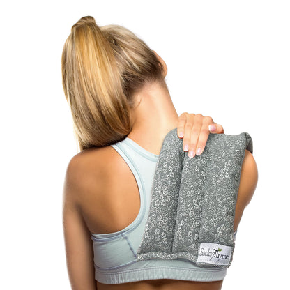 SacksyThyme Microwave Heating Pad for Cramps, Back, Neck, Shoulders, Leg Pain - Reusable Heat Pack, Hot Moist Microwavable Therapy Pack - Unscented Flaxseed Hot Compress Made in USA (Size: 12" x 7")