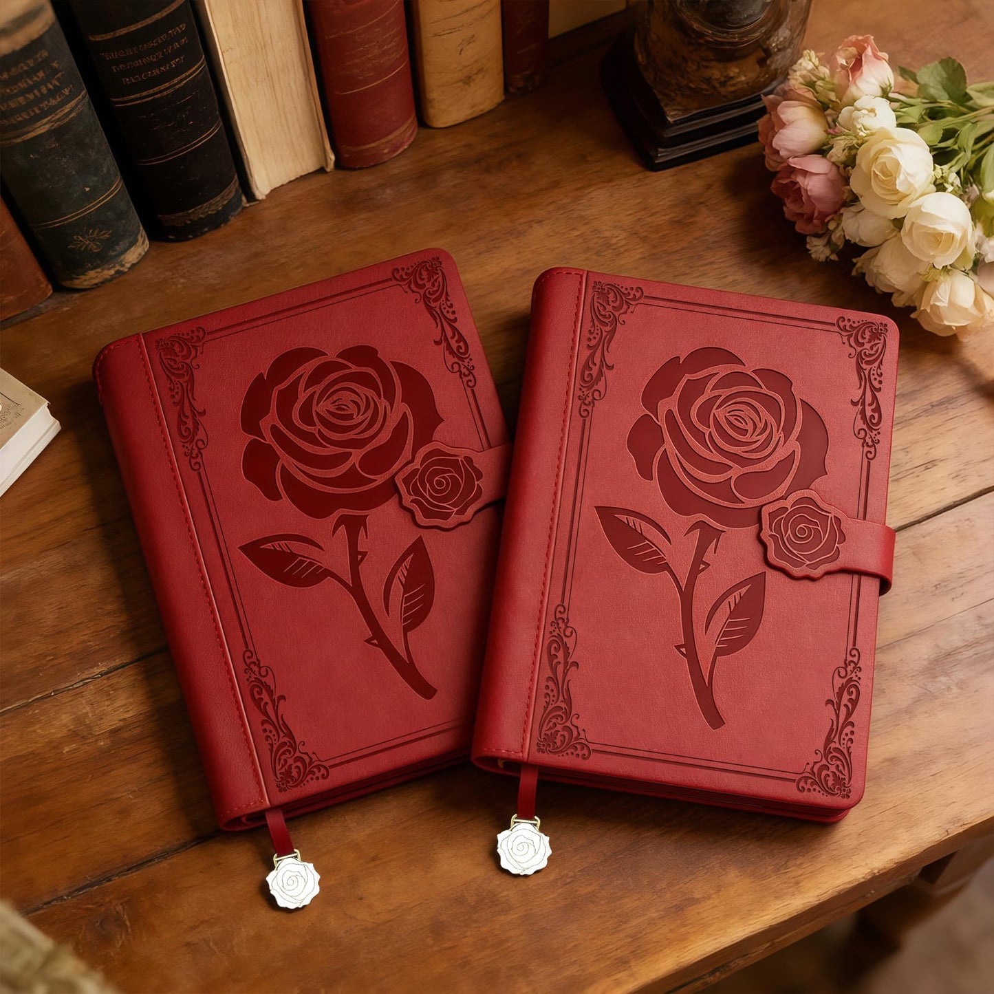 Aocii leather Journal for Women, A5 lined Daily Journal Notebook, Pretty Journaling for Writing, Hardcover Vintage Travel Journals, 224 Pages, Pen included (burgundy)