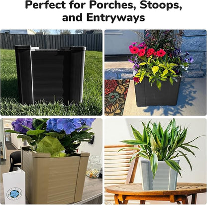 Raised Garden Bed - 1x1 ft Planter Box - Black HDPE - No Tools Needed - DIY Kit for Urban Gardening, Flowers, Herbs & Vegetables - Made in The USA - 2 Pack