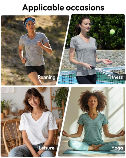 Workout Shirts for Women, Moisture Wicking Quick Dry Active Athletic Women's Gym Performance T Shirts