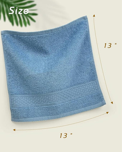 Cleanbear Pure Cotton Wash Cloths Face Cloths, 6 Colors per Set, 13 x 13 Inches