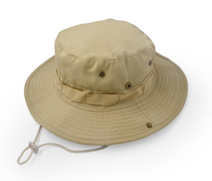Outdoor Wide Brim Sun Protect Hat, Classic US Combat Army Style Bush Jungle Sun Cap for Fishing Hunting Camping Khaki 6