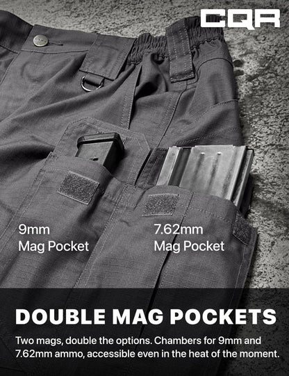 CQR Men's Tactical Pants, Water Resistant Ripstop Cargo Pants, Lightweight EDC Work Hiking Pants, Outdoor Apparel, Raider Mag Pocket Charcoal, 34W x 32L