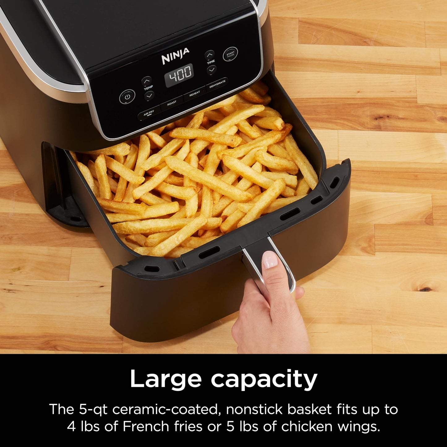 Ninja | Air Fryer | 4 QT Capacity | 4-in1 Roast, Crisp, Roast, Reheats, & Dehydrates | Dishwasher Safe Parts | Includes 20 Easy & Healthy Recipes | Compact | Grey | AF101