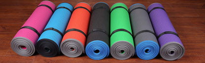 Fitvids All-Purpose 2/5-Inch (10mm) Extra Thick High Density Anti-Slip Exercise Pilates Yoga Mat with Carrying Strap, Multiple Colors