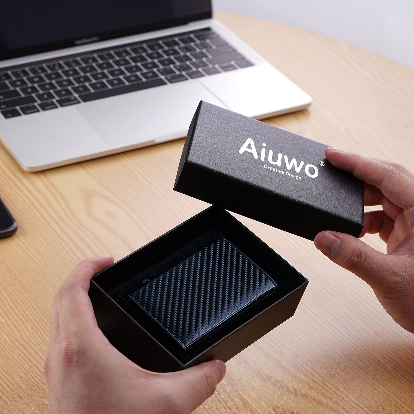 Aiuwo Wallet for Mens Wallet Card Holder,Smart,RFID Blocking,Slim Wallet for Front Pocket-8-12 Card Capacity (Pu Leather, Carbon Fiber)
