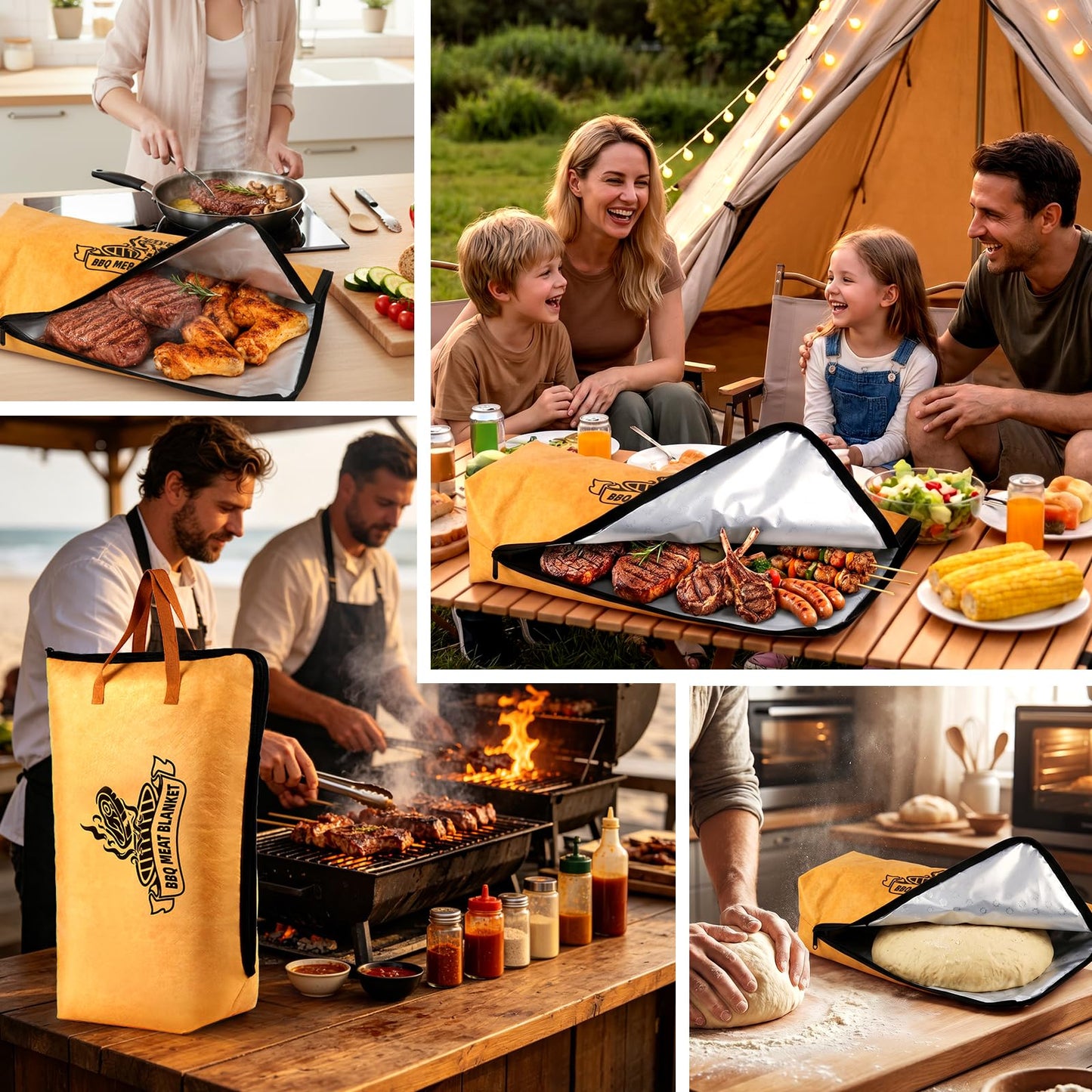 BBQ Blanket for Resting Meat, 24 x 15” Large Meat Resting Bag for Brisket Pork Shoulder Turkey, Insulated BBQ Grilling & Smoking Blanket Party Camping Picnic Essentials for Men Barbecue Lovers Gifts