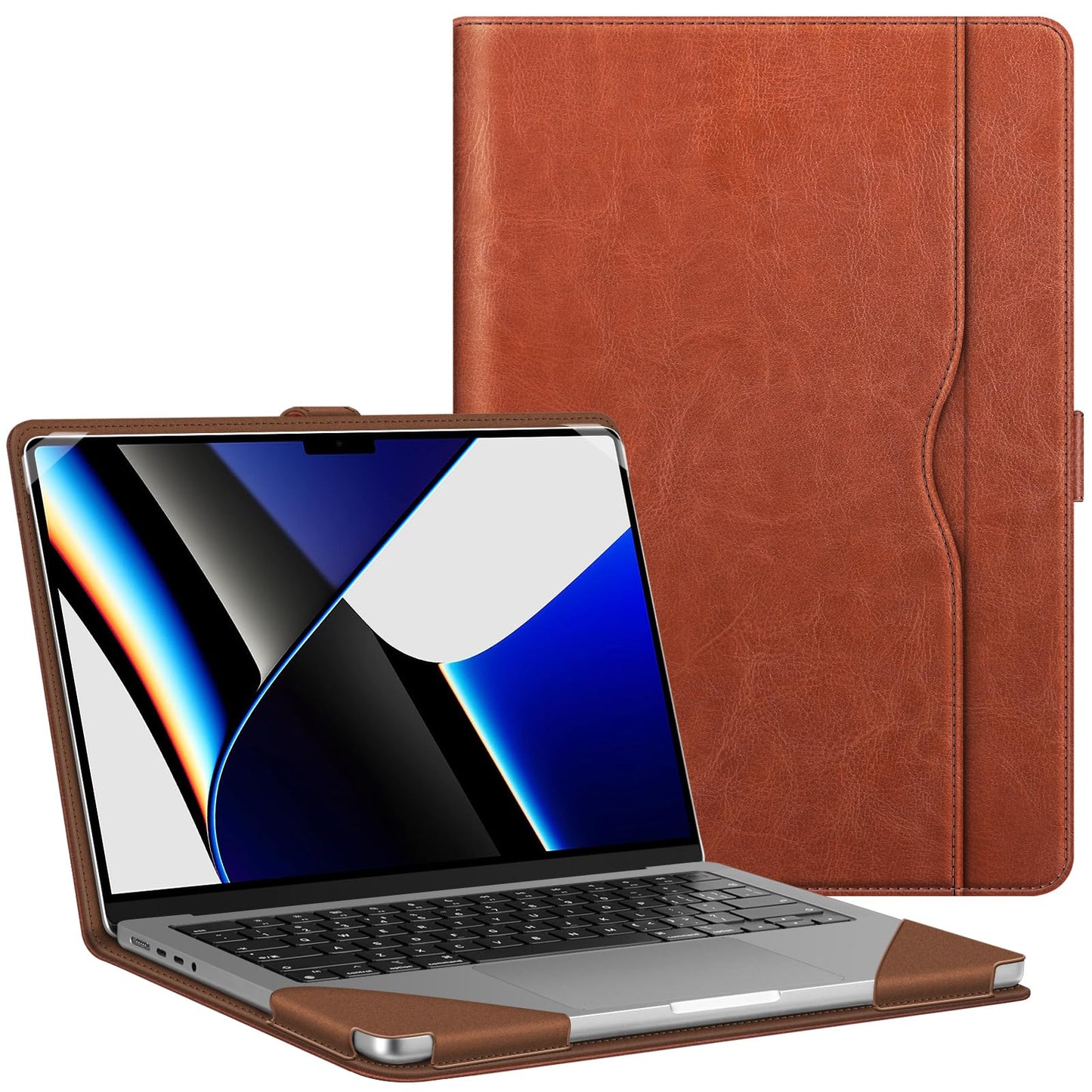 Fintie Sleeve Case for MacBook Pro 14 Inch A3427 A3426 A3434 A3401 A3185 A3112 A2992 A2918 A2779 A2442 (2026-2021), PU Leather Folio Cover for MacBook Pro 14" M5/M4/M3/M2/M1, Brown