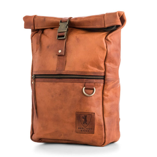 BERLINER BAGS Vintage Genuine Leather Backpack Utrecht M, Laptop Backpack, Travel Backpack for Women and Men - Brown