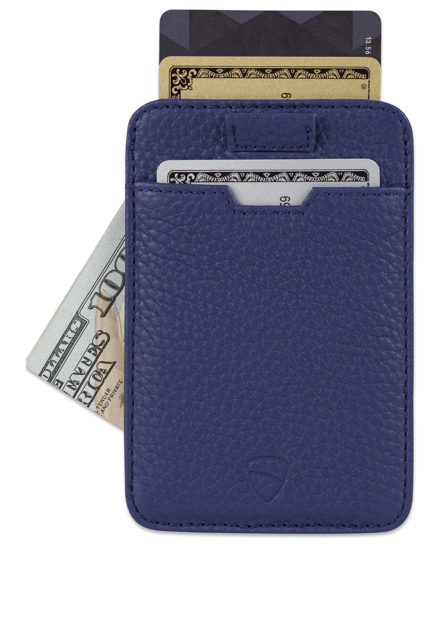 Vaultskin CHELSEA Mens RFID Blocking Slim Leather Card Wallet - Minimalist Front Pocket Cardholder in Matt Blue