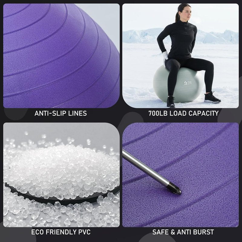Yoga and Pilates Ball - 15" to 30" Sizes for Fitness, Workout, Pregnancy & Therapy | Quick Pump Included