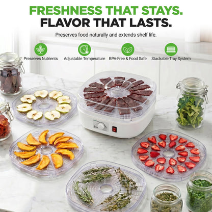 Nutrichef Food Dehydrator Machine | Multi-Tier Appliance for Home Use | Perfect for Beef Jerky, Fruits, Vegetables & Dog Treats | High-Heat Circulation | 5 Stackable Trays