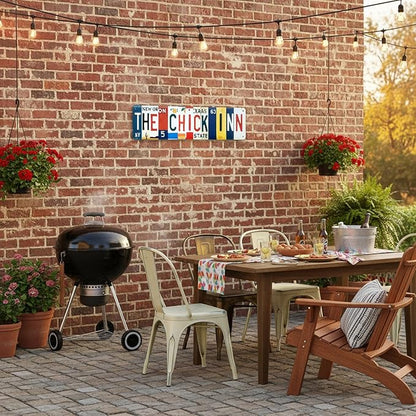 The Chick Inn All-Aluminum Metal Sign – Vintage License Plate Style Wall Decor for Kitchen, Farmhouse, Restaurant, Cafe, Garden, Chicken Coop Decorations – 16 x 4 Inch