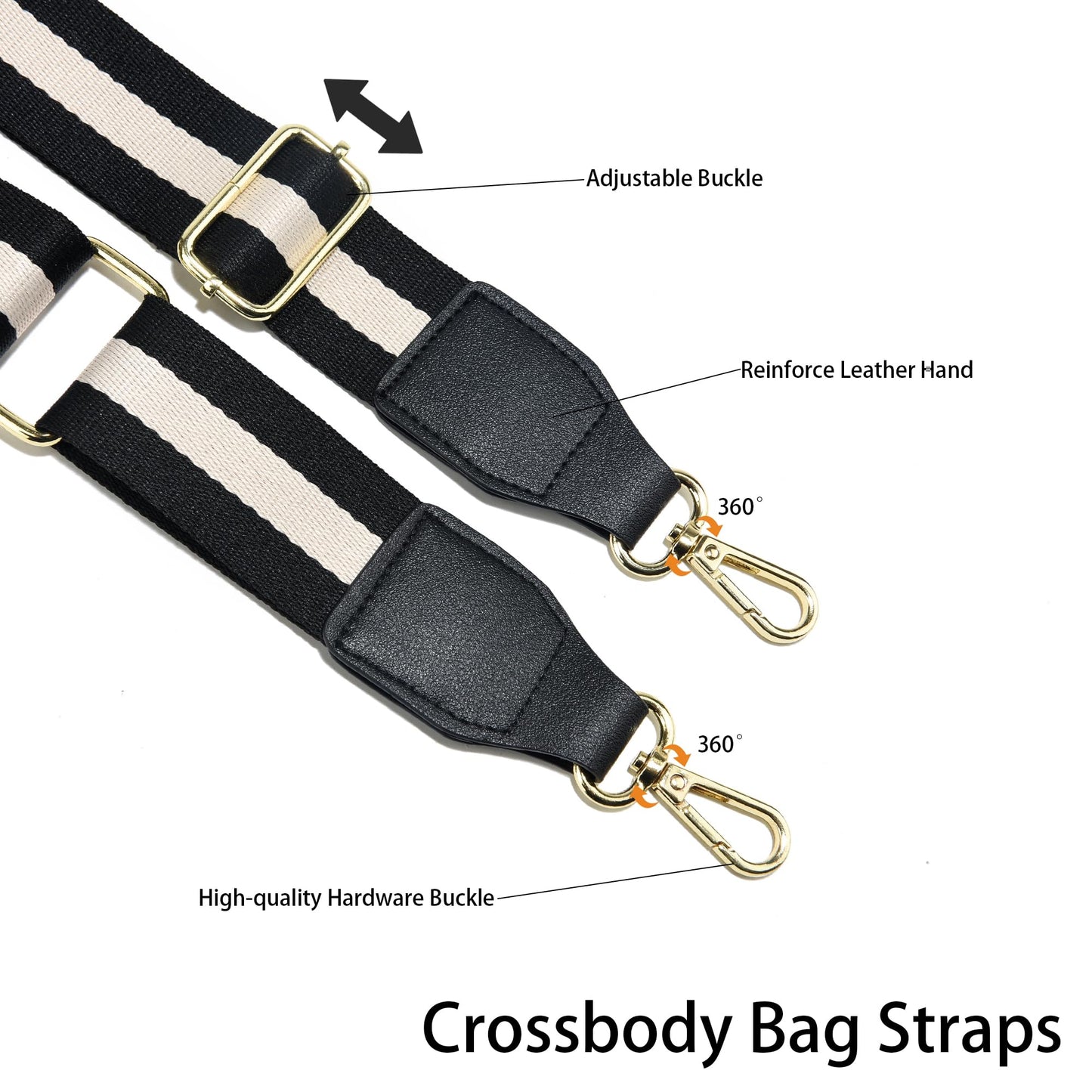 LEMEDE Purse Strap Wide Replacement Crossbody Bag Straps, 1.5" Canvas Handbag Shoulder Strap, Adjustable Tote Belt（Gold Hardware