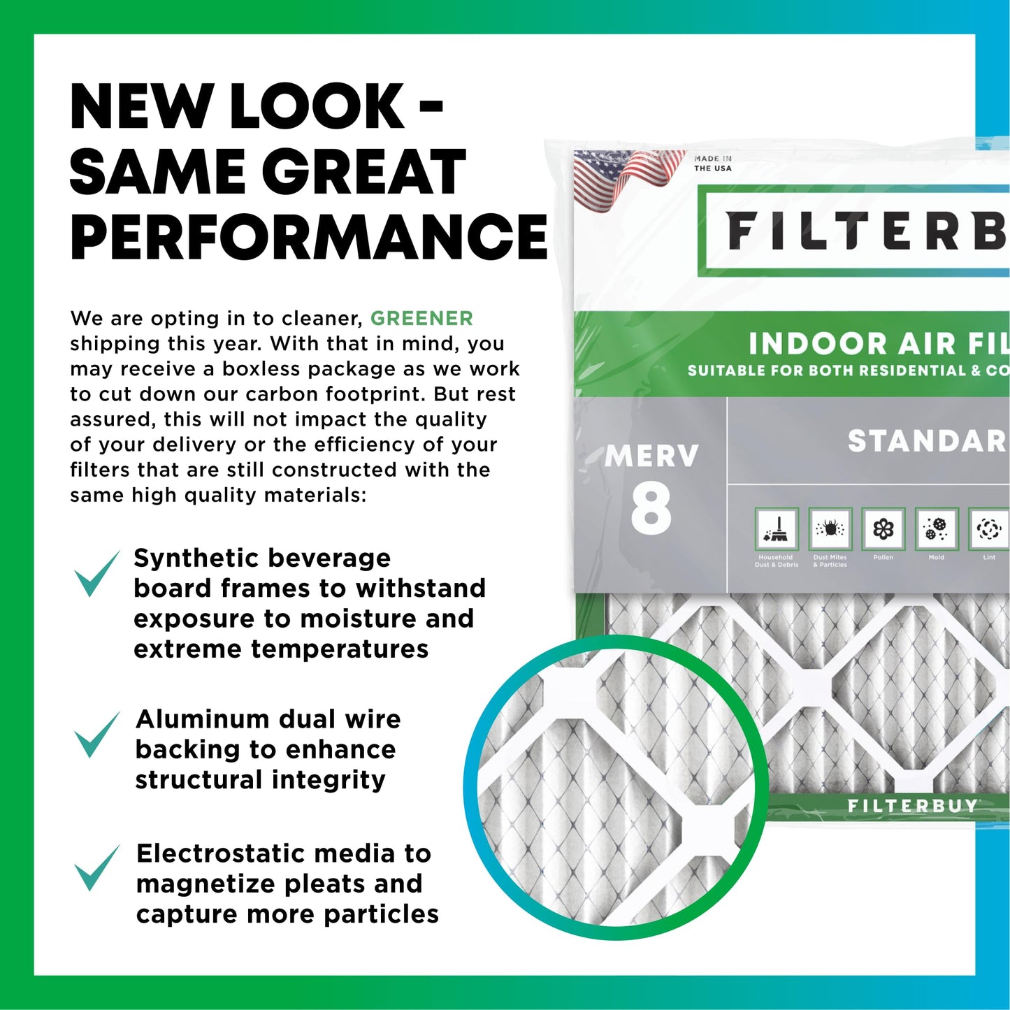 Filterbuy 20x25x4 Air Filter MERV 8 Essential Dust & Allergy Defense (1-Pack), Electrostatic Pleated HVAC AC Furnace Filters Replacement, Made in USA (Actual Size: 19.50 x 24.50 x 3.63)