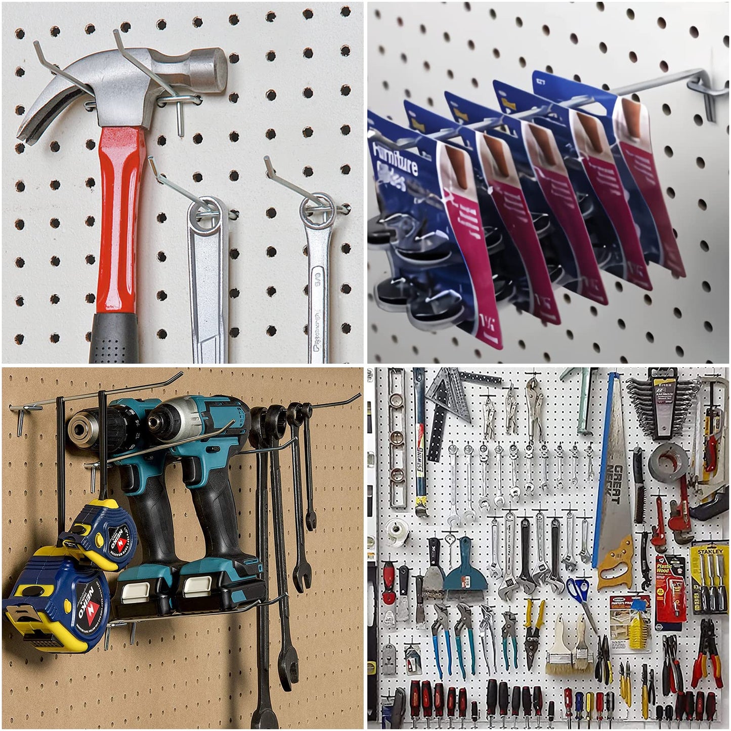 Scartink Pegboard Hooks Pegboard Accessories,4 inch,Pegboard Organizer Kit for Garage Organization,Tool Storage, 25 Pack