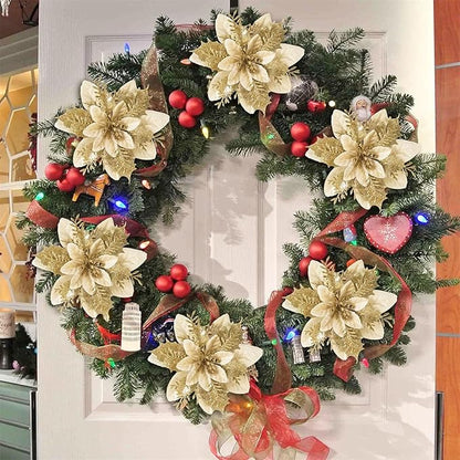 Christmas Flowers Artificial Box Set, Christmas Themed Floral Decorations for DIY Christmas Tree Ornament Wedding Birthday Wreath Decoration (B)