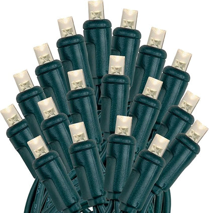 Novelty Lights 50ft 100 LED Warm White Christmas Lights Outdoor/Indoor, 6" Spacing, Green Wire String Lights for Festive Xmas Lighting, IP55, UL Listed, Dimmable, Connectable