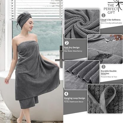 Grey Hand Towels Set 2 Pack-16“x31”, Ultra Soft Microfibers Bathroom Towel Set