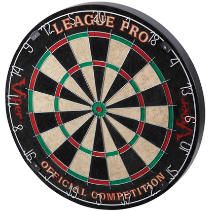 Viper League Pro Sisal Bristle Dart Board for Adults Starter Set with Cricket Scoreboard, Regulation 17.75 Inch Steel Tip Dartboard, 3 Darts, and Chalk