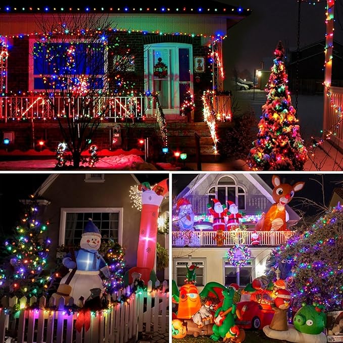 Extra-Long Solar String Lights Outdoor, 4-Pack 400 LED Solar Christmas Fairy Lights for Outside Waterproof, Copper Wire 8 Modes Twinkle Fairy Light for Tree Garden Party Xmas Wedding Decor(Multicolor)