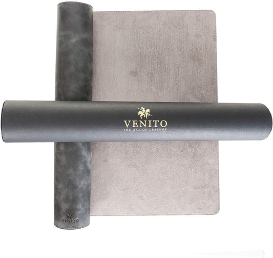 Venito Premium Leather Desk Pad Mat (31.5 X 14.6 inch) - Medium Desk Mat for Keyboard and Mouse Home Office Accessories (Faded Gray)*