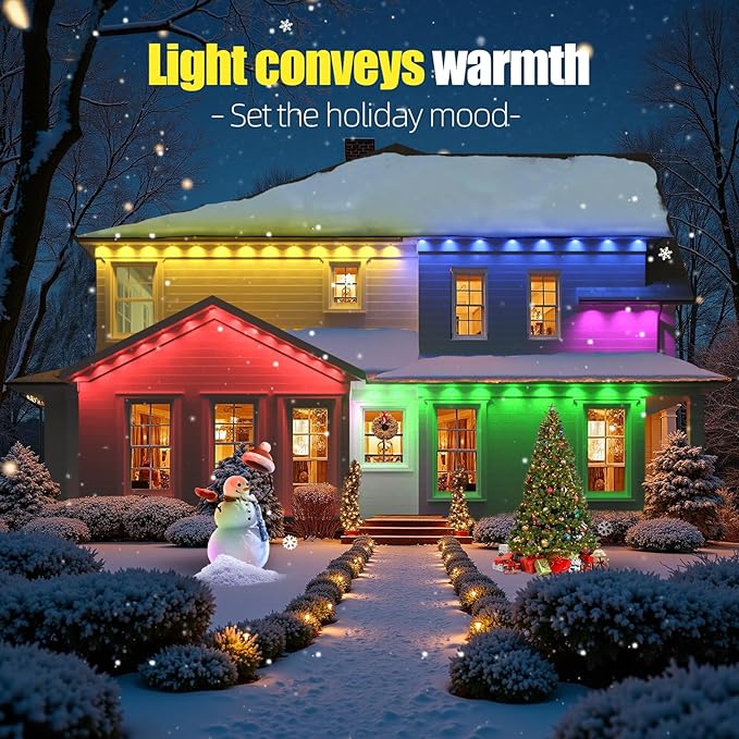 100ft Permanent Outdoor Lights for House, RGB+IC Outdoor Lights, IP67 Waterproof Smart LED Lights with App/Remote Control for Halloween, Christmas, Holiday, Daily, Party