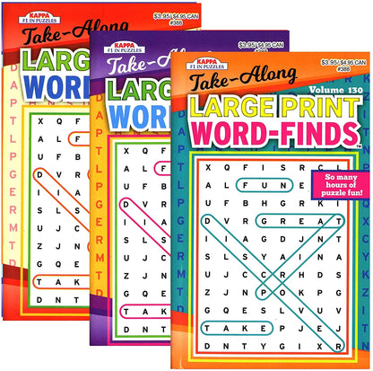 4-Pack 350+ WordSearch Puzzle Books for Adults, Aging Seniors Brain Stimulation Large Print Words Activity Books (Variety Pack Bulk), Paperback – Large and Digest Combo