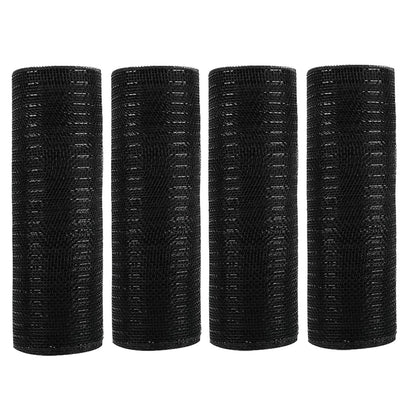 JStnana 4 Rolls Black Deco Mesh Ribbon for Wreath Making Supplies, 10Inch x 30Ft Metallic Burlap Mesh Halloween Deco Mesh Rolls for Thanksgiving Halloween DIY Crafts Wreaths Swags Decorating