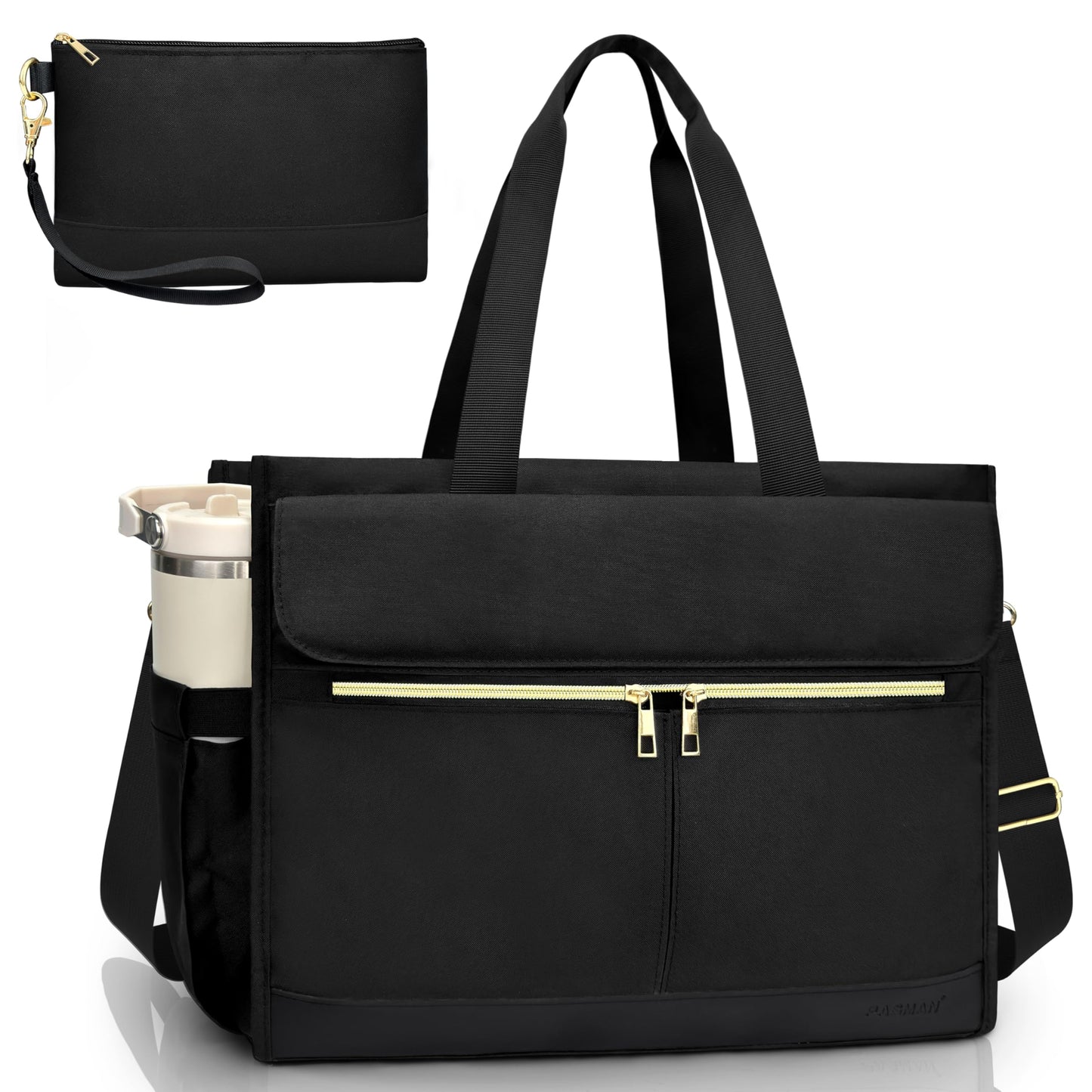 PASMAN Laptop Bag for Women 15.6 Inch, Work Bags for Teacher & Nurse with Compartments, Professional Office Computer Handbag(Black)