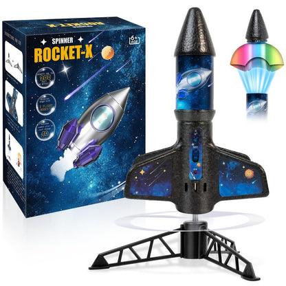 Rocket Launcher for Kids -200 Feet of Flight Altitude, Auto Electric Rocket Toys with Safe Parachute, Outdoor Summer Yard Toys Easter Birthday Gifts for Boys & Girls Age 6 7 9 10 12 8-13 Years Old