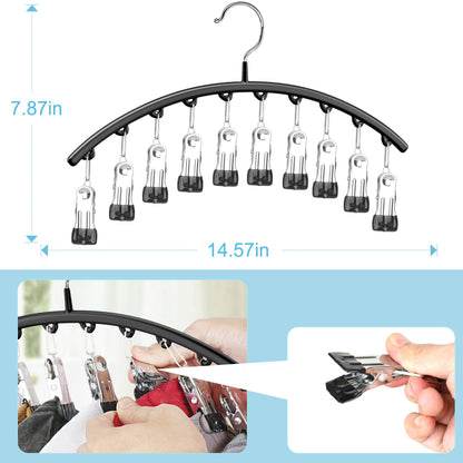 Hat Hangers for Closet, Metal 2 Pack Hat Organizer Holder for Hanger Closet Display, Hat Racks for Baseball Caps w/10 Clips, Hat Holder for Ball Caps & Accessories, for Men Women, Black