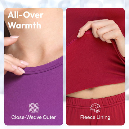 WEERTI Thermal Underwear for Women Long Johns with Fleece Lined Base Layer Women Cold Weather Top Bottom-Purple M