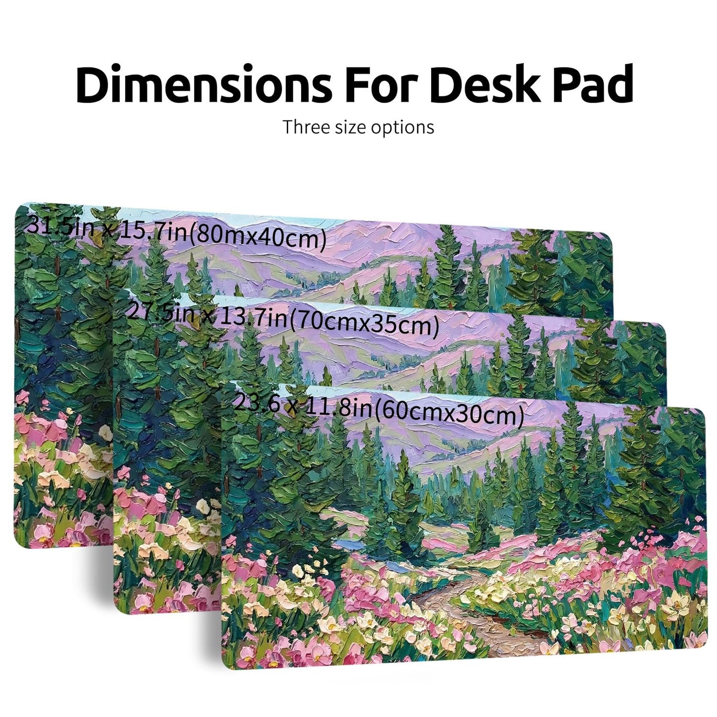 CozyNestCY Oil Painting of Flowers Office Desk Mat 27.6'‘ x 13.8’' Desktop Mat PU Leather Large Mouse Pad Green Mousepad Non-Slip Table Mat for Girls, Women, Home, Work, Computer, and Gaming