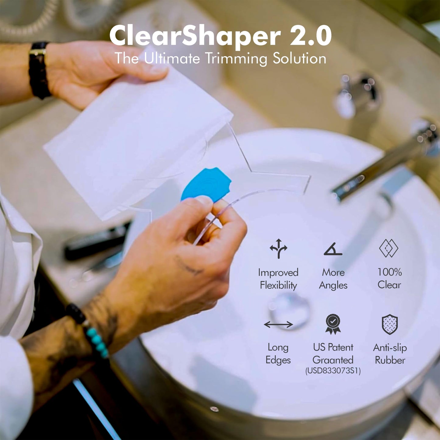 Aberlite ClearShaper 3.0 - Beard Shaper Kit w/Two Barber Pencils - Premium Shaping Tool - 100% Clear | Many Styles - The Ultimate Beard/Hair Lineup (US Patent) - Stencil Guide Template Outliner