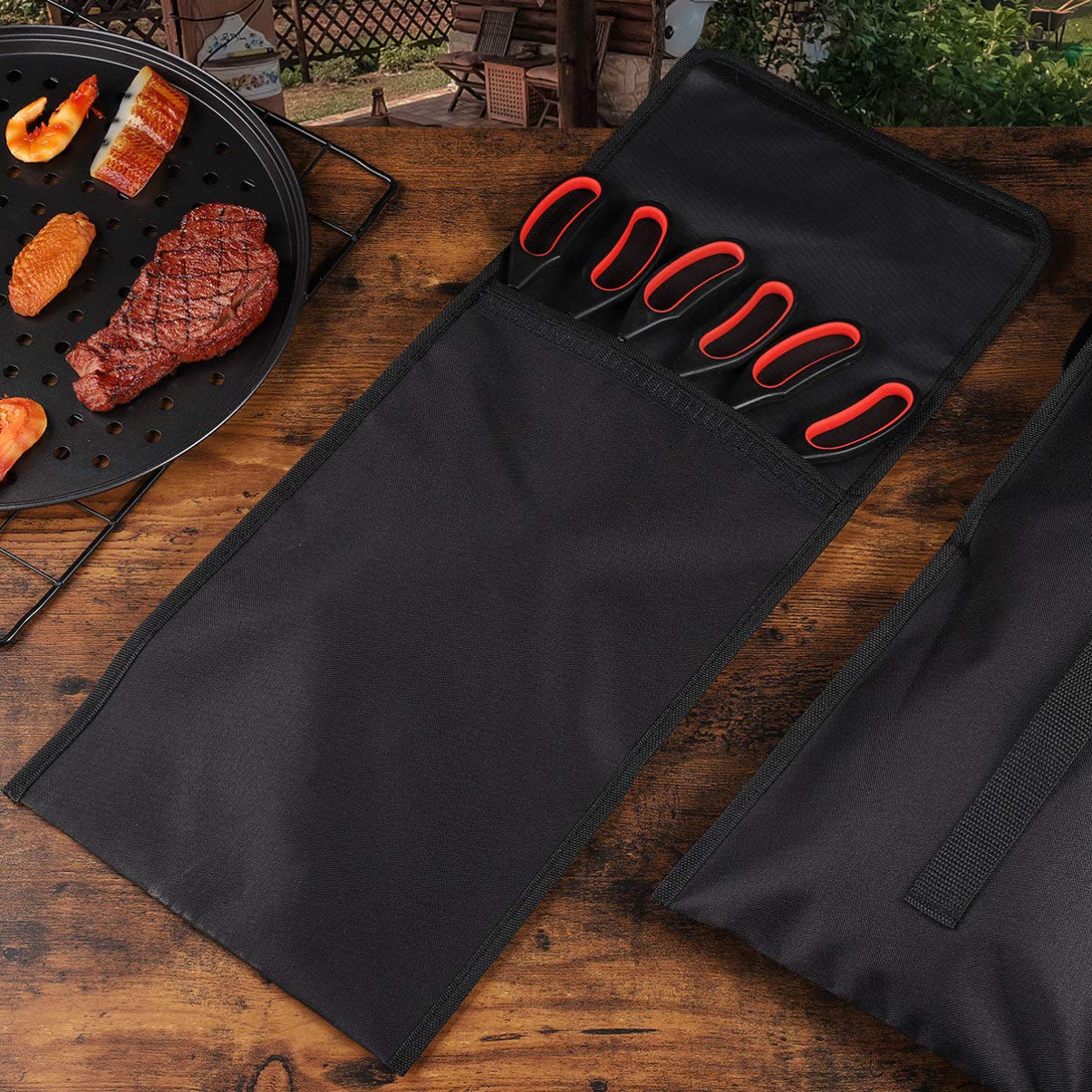 Hemoton Bbq Tool Storage Bag 18.7X8.3 Inch Lightweight Grill Utensil Pouch with Shoulder Strap for Outdoor Barbecue Tool Organizer and Accessory Holder