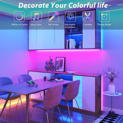 Ledagic 50 ft LED Lights for Bedroom Music Sync RGB LED Strip Lights with APP & Remote Control LED Lights for Room Home Party Christmas Wall Decor (1 Roll of 50ft)