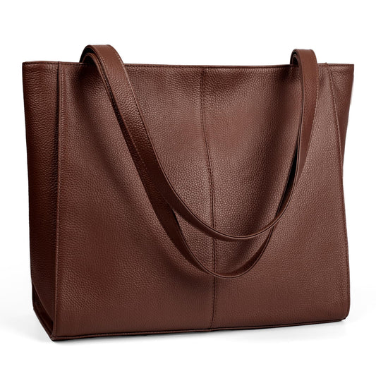 befen Real Leather Dark Brown Tote Bag for Women Work, Women's Tote Bags Purses for Daily and Travel Coffee