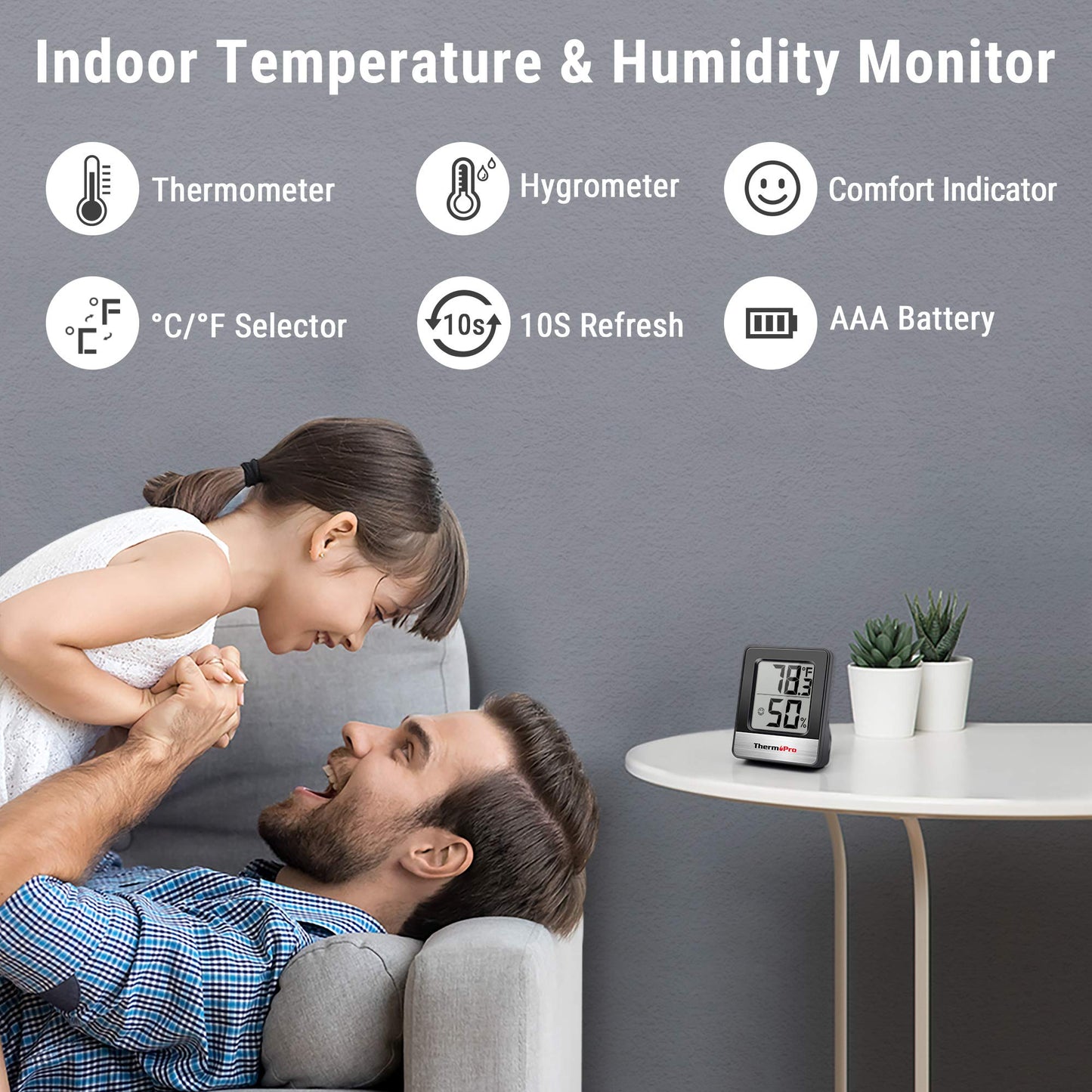 TempPro TP49 Digital Hygrometer Indoor Thermometer Humidity Meter Room Thermometer with Temperature and Humidity Monitor Mini Hygrometer Outdoor Thermometer (Previously ThermoPro)