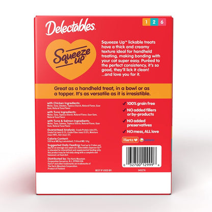 Delectables Squeeze Up Variety Pack, Creamy Squeezable Puree, Lickable Wet Cat Treats, Grain Free, No Fillers, by-Products, Preservatives, 0.5 Ounces Tube, 54 Tubes Total