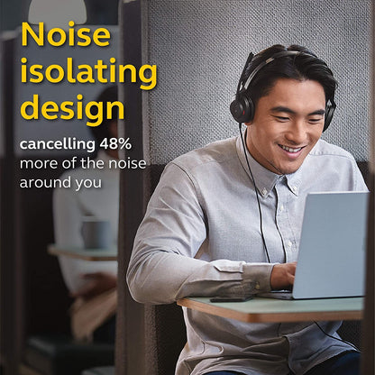 Jabra Evolve2 30 MS Wired Headset, USB-C, Stereo, Black – Lightweight, Portable Telephone Headset with 2 Built-in Microphones – Work Headset with Superior Audio and Reliable Comfort