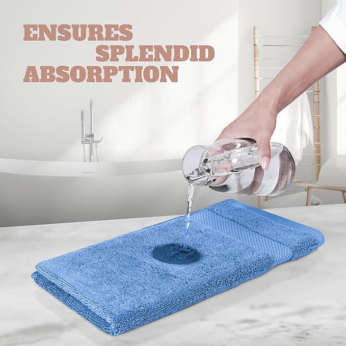 White Classic Wealuxe Light Blue Washcloths 24 Pack