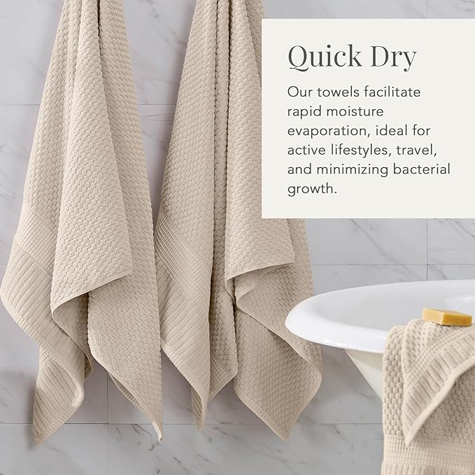 NY Loft 100% Cotton Bath Towel 4 Pack | Super Soft & Absorbent Quick-Dry Bath